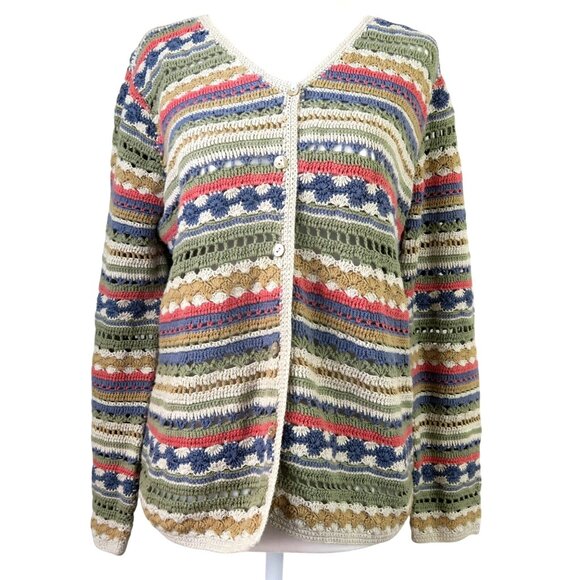 Marisa Christina Sweaters - Marisa Christina Crocheted Cardigan Mother of Pearl Buttons Women's Medium